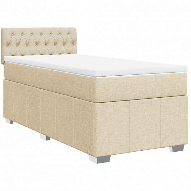 vidaXL Box spring postel s matrací krémová 90x200 cm textil