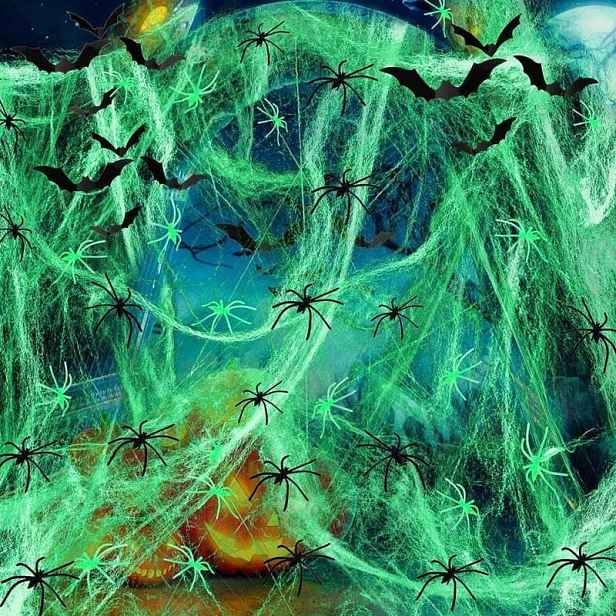 Dekorativní pavučina na Halloween, 200 g, pavučina a 30 kusů pavouků