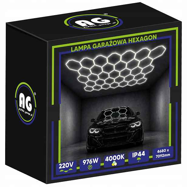 Hexagon Led stropní panel do garáže pro dílnu 976W 4000K 468x709 Cm