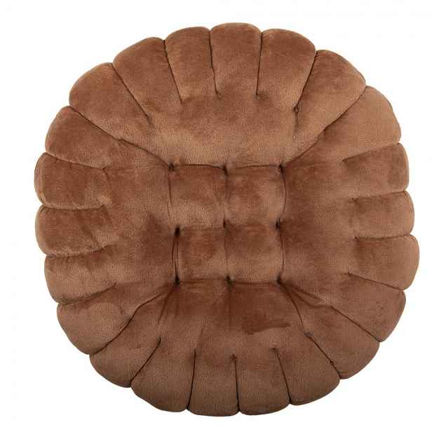 Hnědý dekorativní polštář ve tvaru kulaté sušenky - Ø 38*5 cm Clayre & Eef