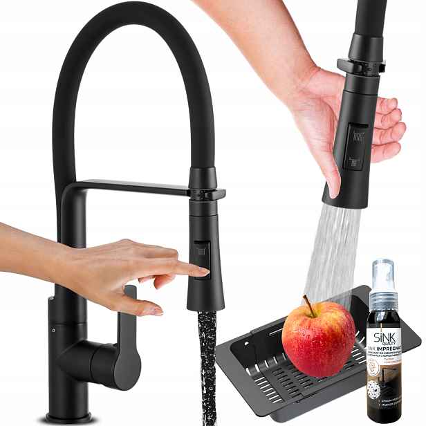 Kuchyňská Baterie S Flexibilním Ohebným Výtokem, Černá, dřezová baterie
