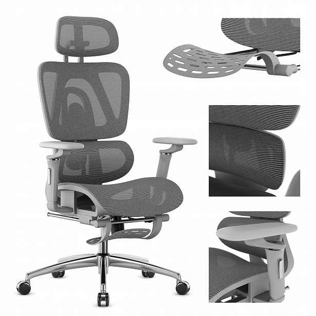 Kancelářská otočná židle Mark Adler ergonomická Podnožka do 150 kg Mesh