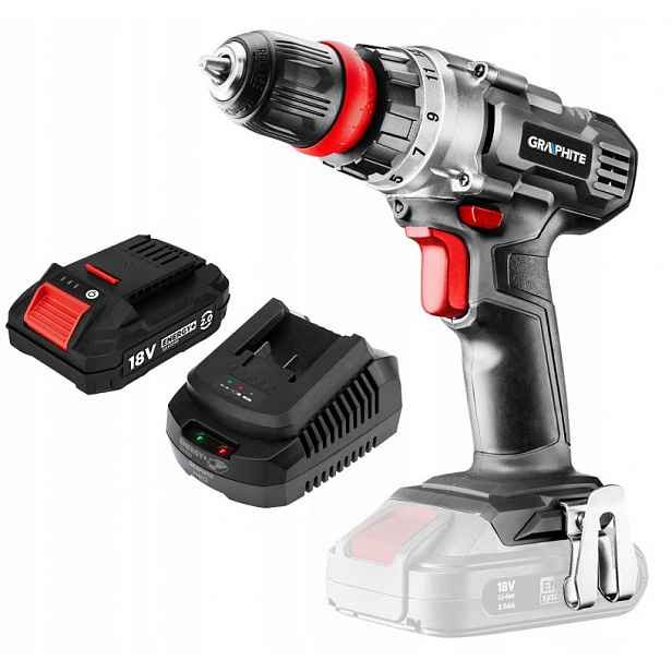 Graphite Aku Vrtačka Akumulátor 2AH Energy+ 18V Držák 10 MM Sada