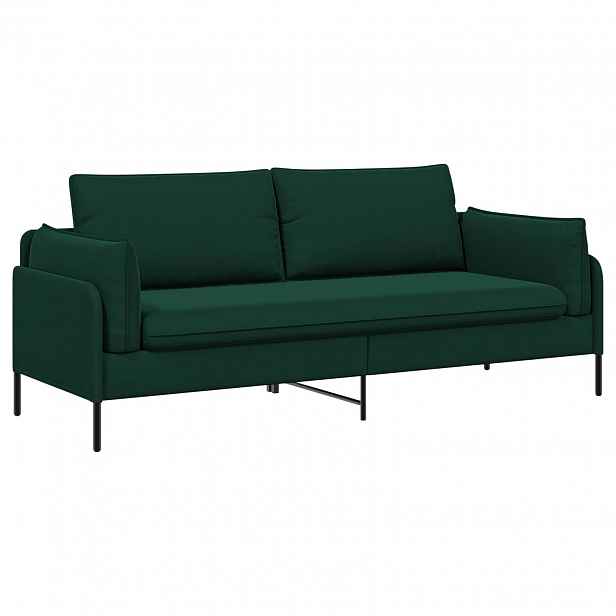 vidaXL 3-místné sofa Tmavě zelená 222 x 81 x 89 cm Samet