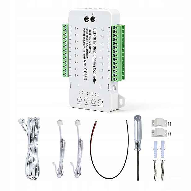 Led Schodišťový Ovladač 16 Stupňů Schodů Kanálů 12-24V 240W Senzory Pir