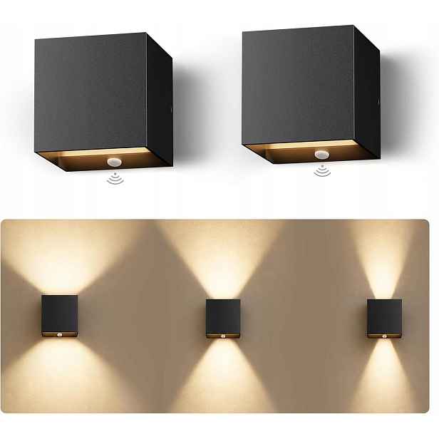 Kyotech Nástěnná lampa Led senzor pohybu G9 6 W 820lm 3000K Černá IP65 2ks