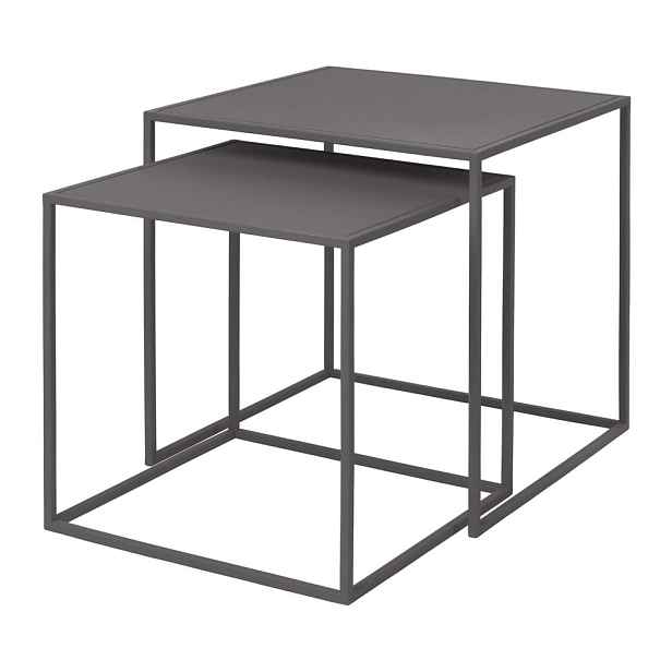 Šedé kovové konferenční stolky v sadě 2 ks 40x40 cm Fera – Blomus
