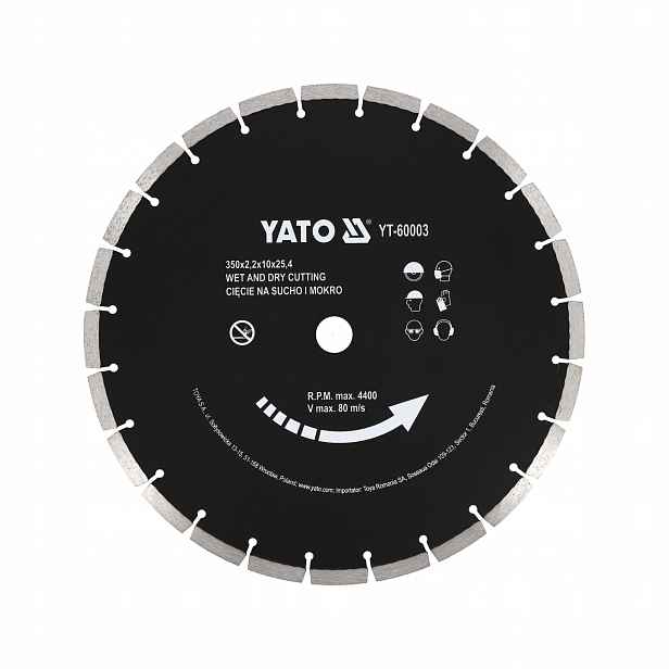 Diamantový Kotouč 350MM Na Betonu Žulu Cihly Suchý/mokrý Řez Yato