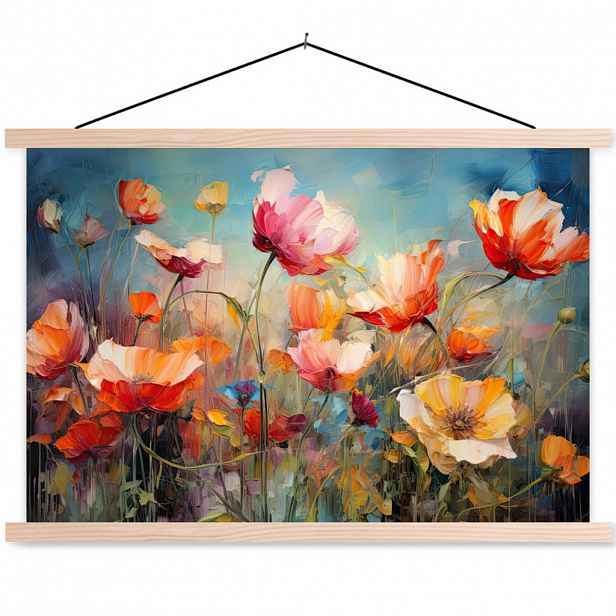 MuchoWow PLAKÁT S MAGNETICKOU LIŠTOU Květiny - Akvarel - Umění - Botanické - Příroda 90x60 cm