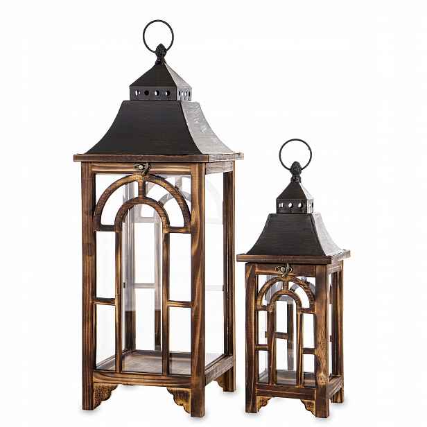 Kpl lucerny lucerna 2ks lampion lampiony sada hnědá pro zahradu dům