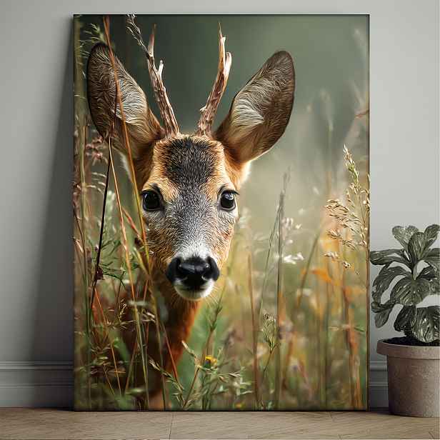 TEMU 2D Plochý, 1ks 30,48x40,64cm Čtvercový Nerámovaný Tisk na Plátno s Sobu - -Styl Dekorace na Zeď s Přírodním Habitatem Krajiny České Republiky,