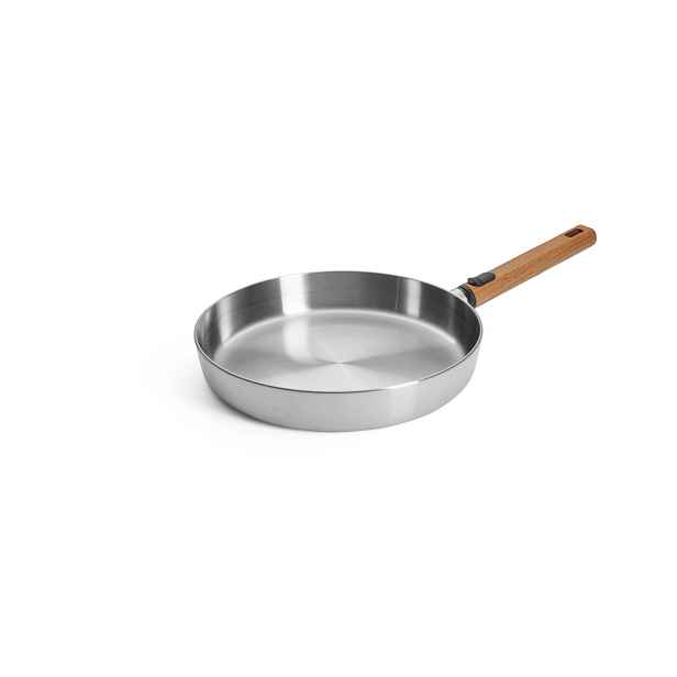 Woll Nerezová pánev Logic Steel s dřevěnou odnímatelnou rukojetí, Ø 28 cm 1528WLCS