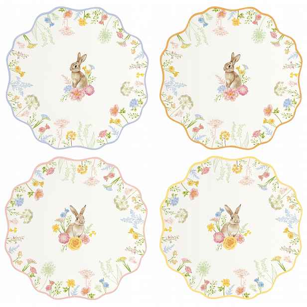 Dezertní talířky 4ks porcelánová sada velikonoční květiny 19 cm
