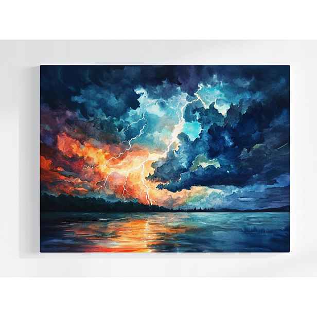 Plakát Krajina Jezero Řeka Voda Nebe Bouře Blesk 100x75