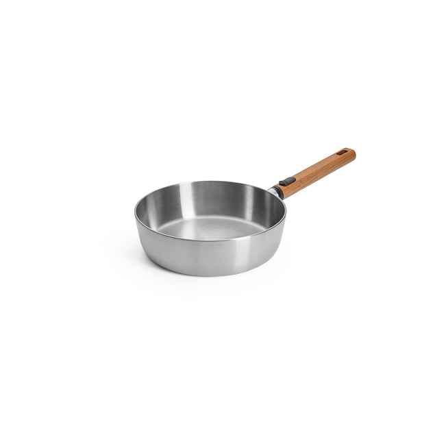 Woll Nerezová soté pánev Logic Steel s dřevěnou odnímatelnou rukojetí, Ø 24 cm 1724WLCS