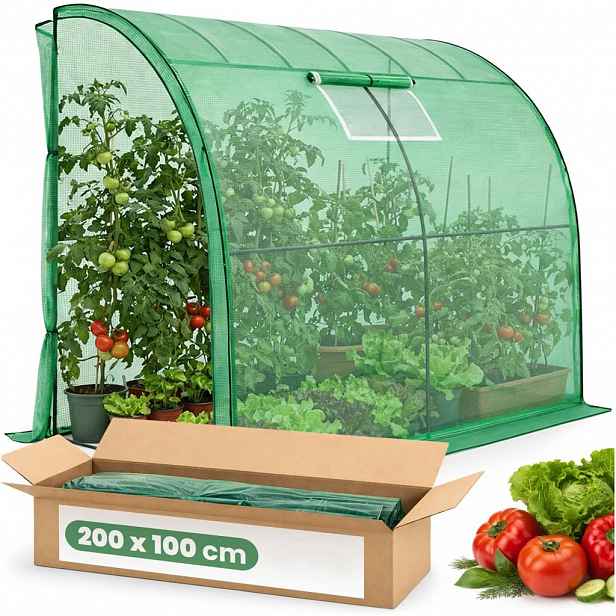 Přístěnný zahradní foliovník 100x200x210 cm LUMPAN - zelený