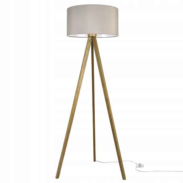 Stojací Lampa Trojnožka S Kašmírovým Stínítkem Béžová Do Ložnice Obývacího Pokoje
