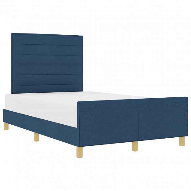 vidaXL Rám postele s čelo Modrá 140 x 200 cm textil