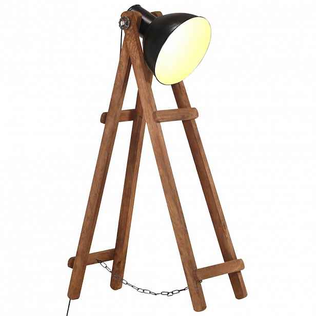 vidaXL Stojací lampa černá E27 masivní mangovníkové dřevo