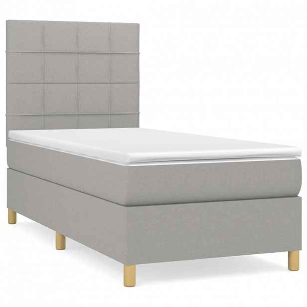 vidaXL Box spring postel s matrací světle šedá 90x190 cm textil