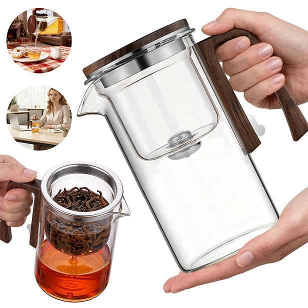 Hrnek S Konvičkou A Skleněným Víčkem Na Čaj A Bylinky 720 ML Bedee