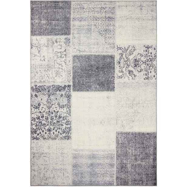 Koberec do obývacího pokoje 200 x 290 cm, krémově šedý patchwork, plochý tkaný
