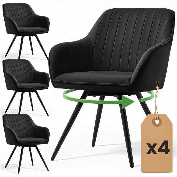 RAUMHIRSCH FURNITURE OTOČNÁ ŽIDLE, sada 4 ks, černá 55/83/58