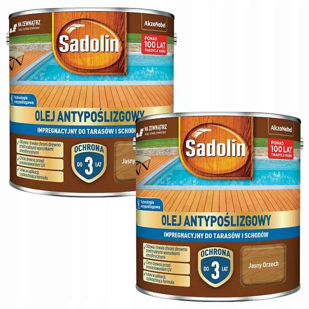 Set Sadolin Olej 2x2,5L Protiskluzový Impregnační Světlý Ořech 5L