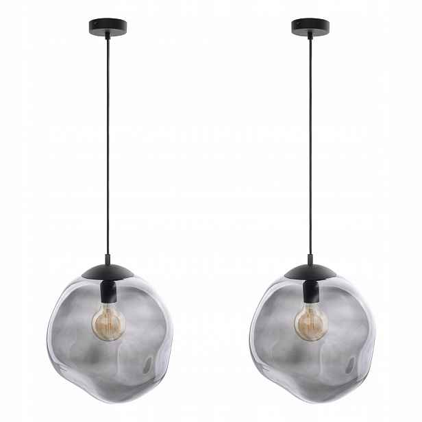 Tk Lighting Sada 2x Závěsná stropní lampa Grafitové stínidlo E27