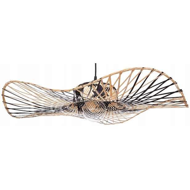 Závěsná lampa černá Boho bambusová velká 70 cm TH31 klobouk