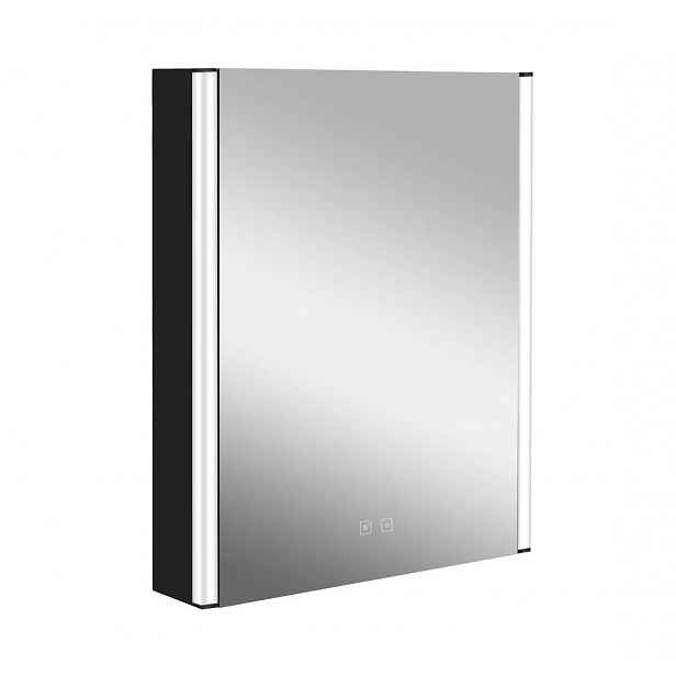 kielle Arkas I - Zrcadlová skříňka s LED osvětlením, vyhříváním a USB portem, 55x70x13 cm, matná černá 50111614
