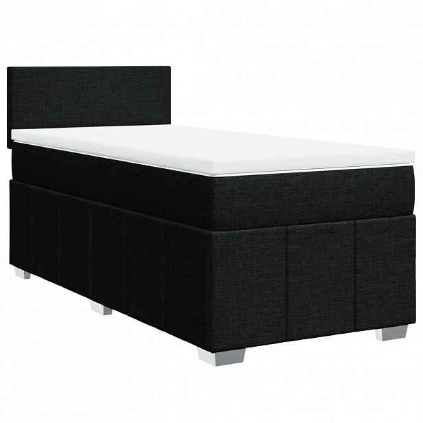vidaXL Box spring postel s matrací černá 100 x 200 cm textil