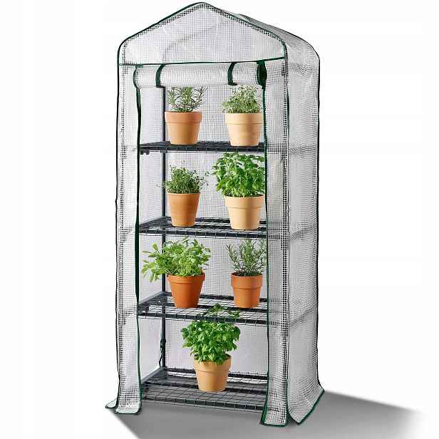 Mini skleník se 4 regálovými policemi fólie 160x69x49 Cm Parkside