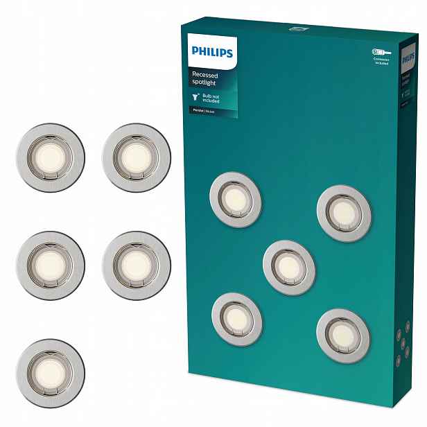 5x Halogenové podomítkové Led svítidlo GU10 Nikl Peridot Philips