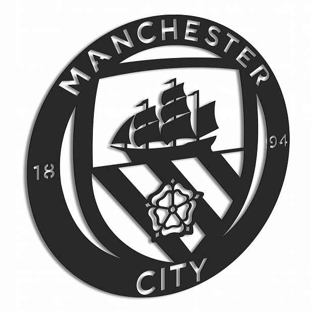 Fc Manchester City Dřevěný obraz Fotbalový erb Fotbal Dárek