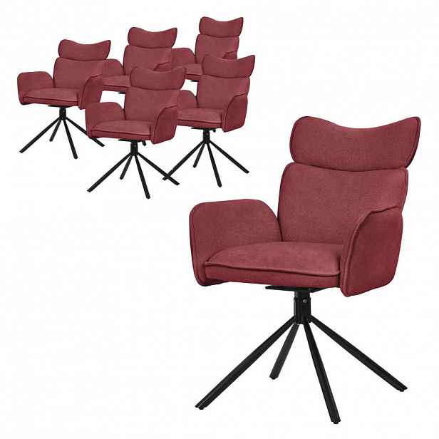 ML-DESIGN JÍDELNÍ ŽIDLE, sada 6 ks, otočné, červené, s látkovým potahem