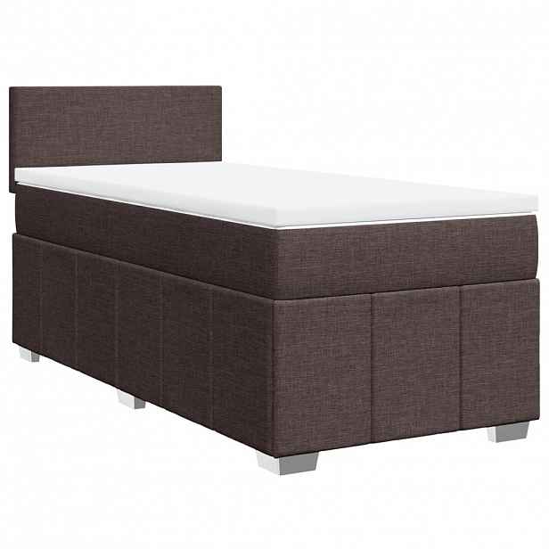 vidaXL Box spring postel s matrací tmavě hnědá 100 x 200 cm textil