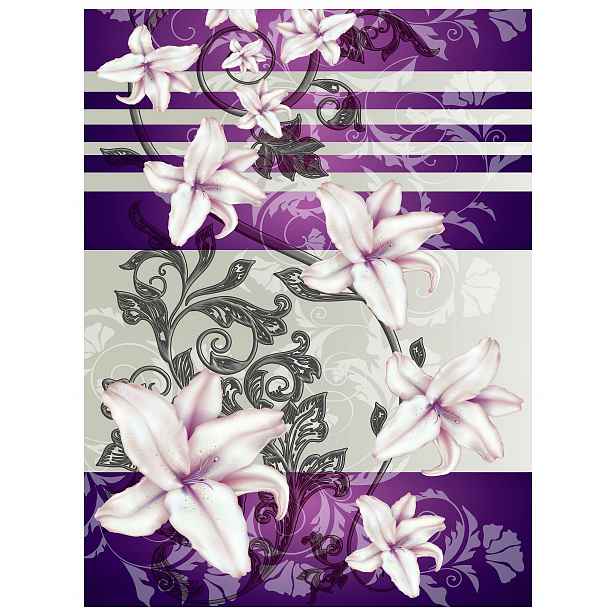 Fototapeta Lilie v odstínech fialové s ornamentem 206x275 ornament lepidlo