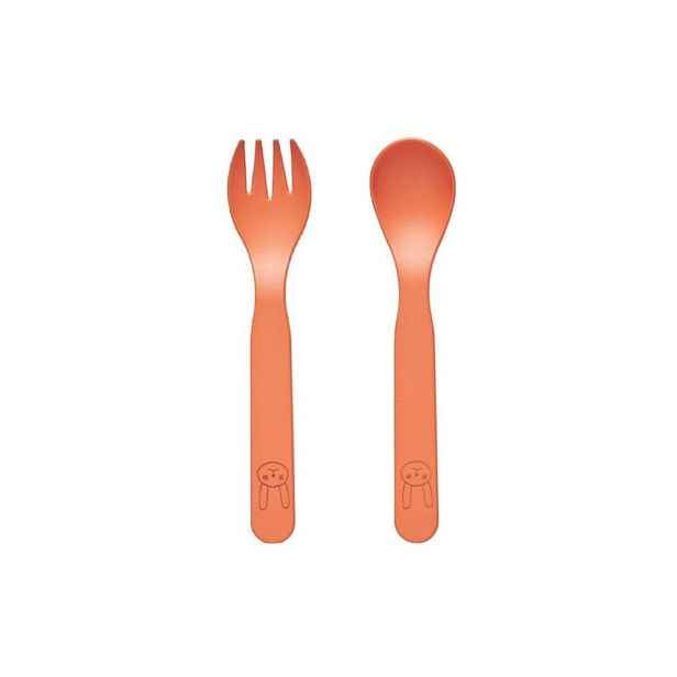 Oranžový plastový dětský příbor 2 ks Pullo – OYOY Mini