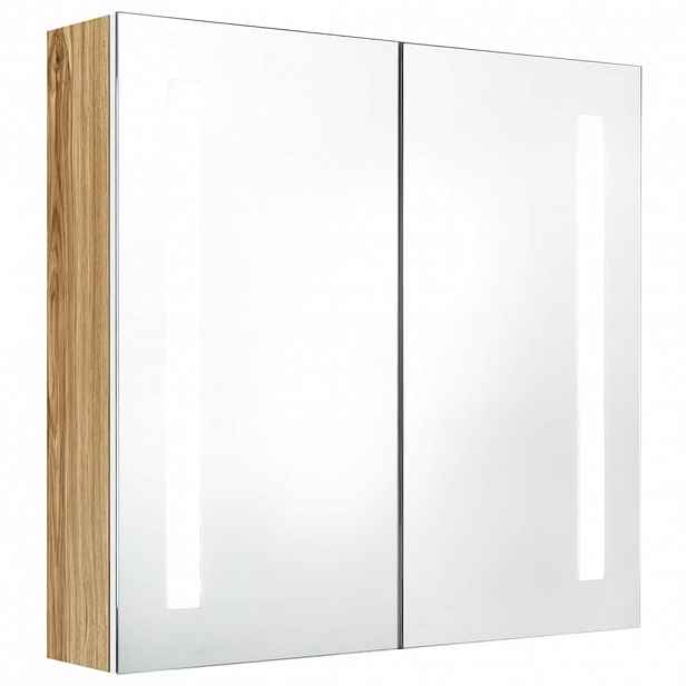 vidaXL LED koupelnová skříňka se zrcadlem bílá a dub 62 x 14 x 60 cm