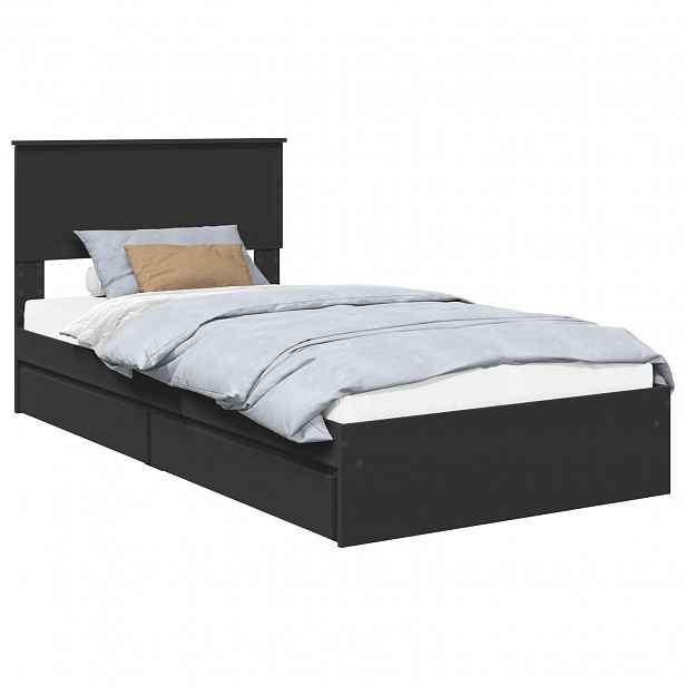 vidaXL Postel s úložným prostorem Černá 100 x 200 cm Kompozitní dřevo