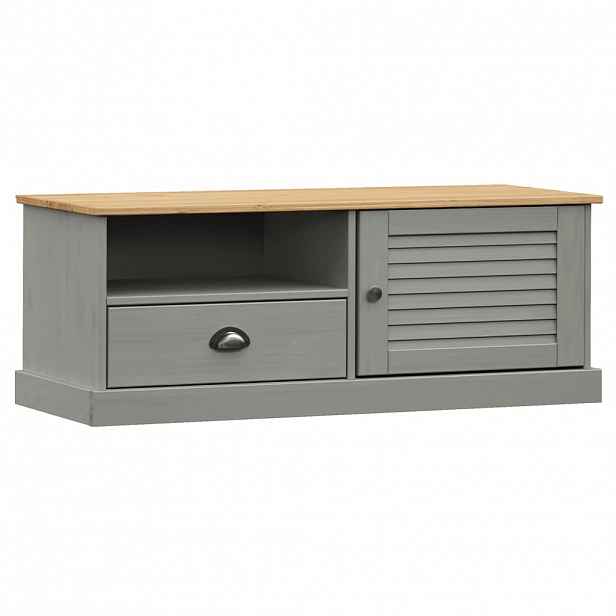 vidaXL TV stolek VIGO šedý 106 x 40 x 40 cm masivní borové dřevo