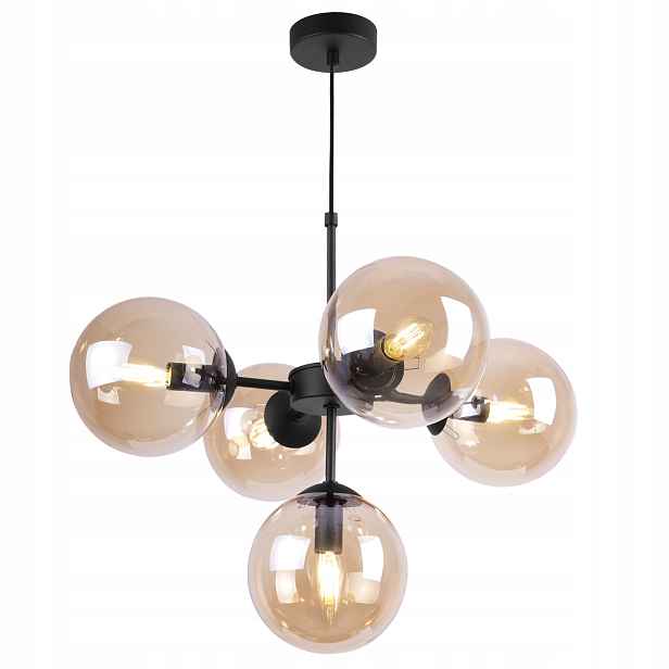 Závěsná Stropní Lampa Lustr Černý Glamour Loft Skleněné Koule Do Obývacího Pokoje
