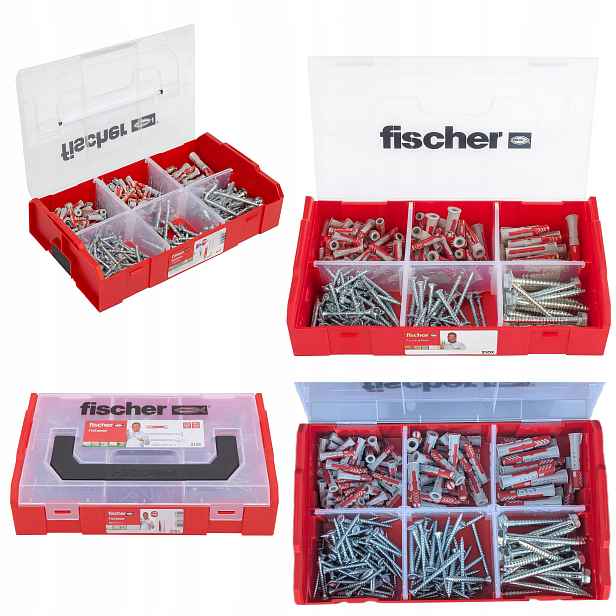 Sada kolíků na betonu v krabičce s vruty Fischer Duopower FixTrainer L-