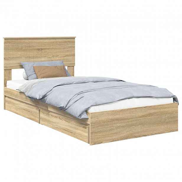 vidaXL Postel s úložným prostorem se zásuvkou Sonoma dub 100 x 200 cm