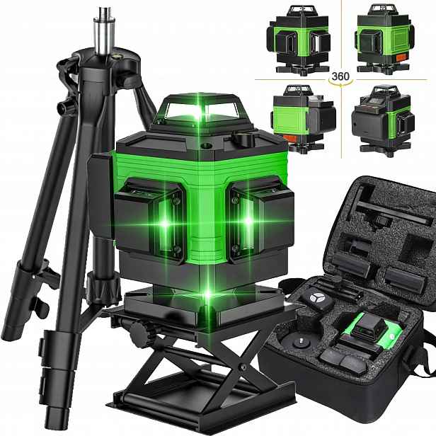Laserová vodováha 4D 16 linií Zelená 360° Samonivelační IP54 Stativ