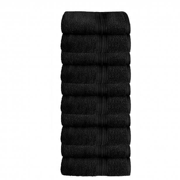 TEMU Sada 10 ručníků 50 x 100 cm, 550 g/m², nadýchané bavlněné ručníky, rychleschnoucí, vysoce savé a lehké, víceúčelové s moderním pruhovaným lemem,
