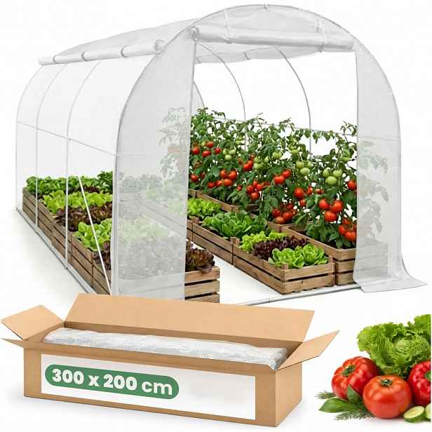 Zahradní foliovník s rolovacími bočnicemi 200x300x200 cm LUMPAN - bílý