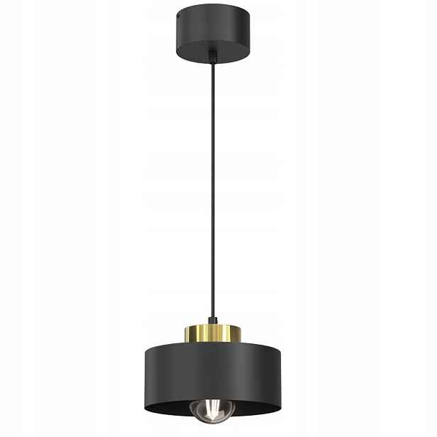 Závěsná lampa černá zlatá kulatá 20 cm do jídelny nad stůl a ostrov Luminex