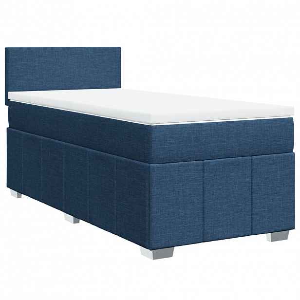 vidaXL Box spring postel s matrací modrá 100 x 200 cm textil